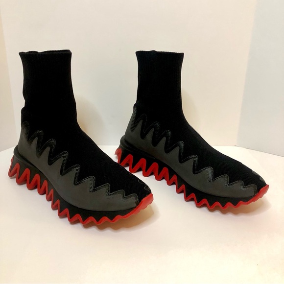 Christian Louboutin Paris - Sharky Sock Uomo Plat Black Men’s Size 12 US / 45 EU - Picture 10 of 16